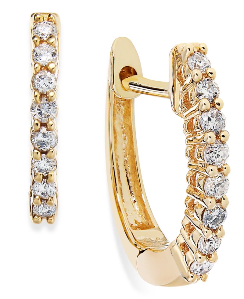 Diamond Mini Hoop Earrings (1/8 ct. t.w.) in 10k White, Rose or Yellow Gold