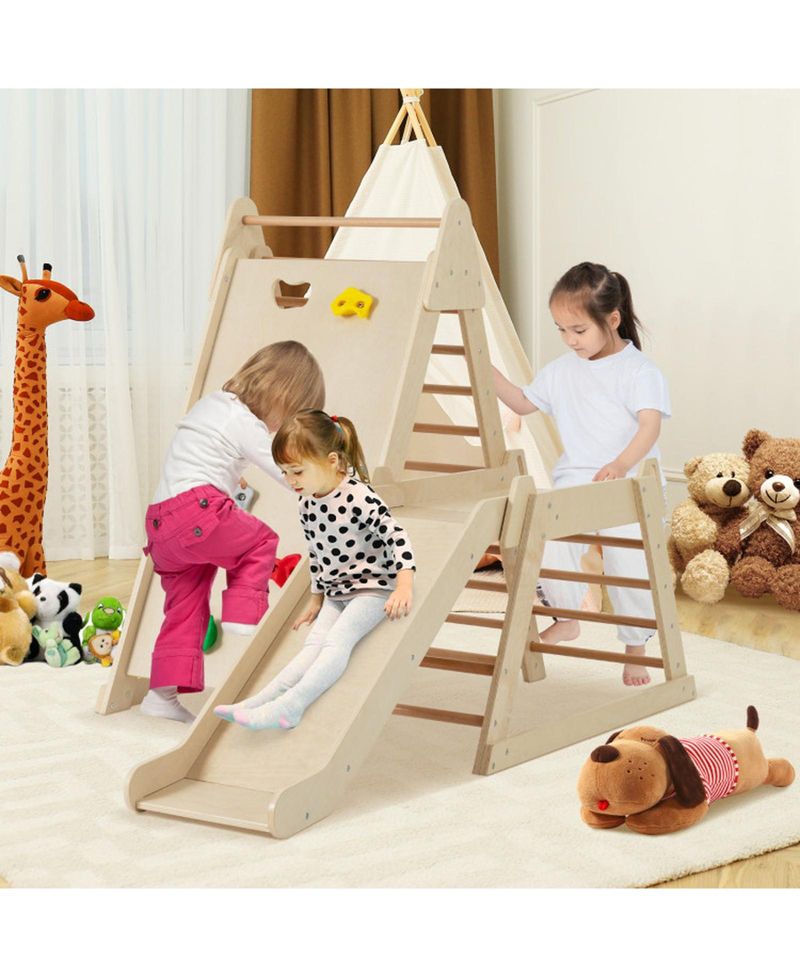 3-in-1 Indoor Jungle Gym with Extended Slide, Ages 3+