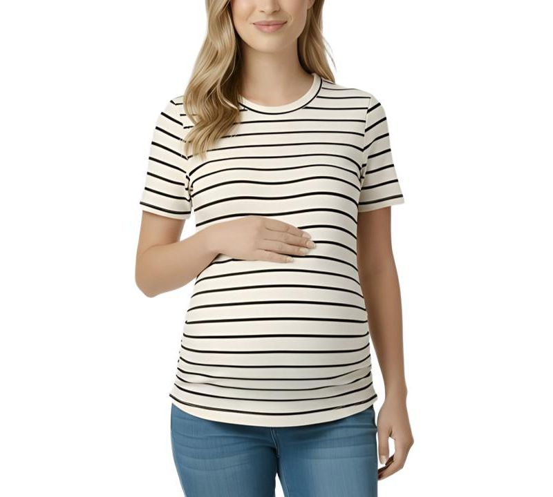 Women's Motherhood Crew Neck Side-Ruched Short Sleeve Top
