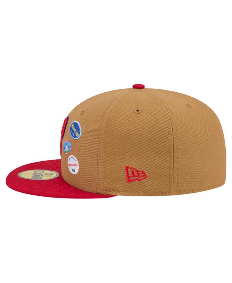 Men's Tan Philadelphia Phillies Fruit Sticker 59FIFTY Fitted Hat