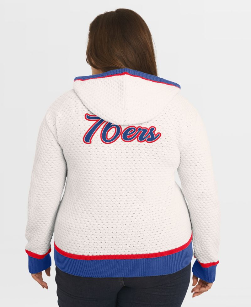 Women's Cream Philadelphia 76ers Plus Size Hoodie Sweater
