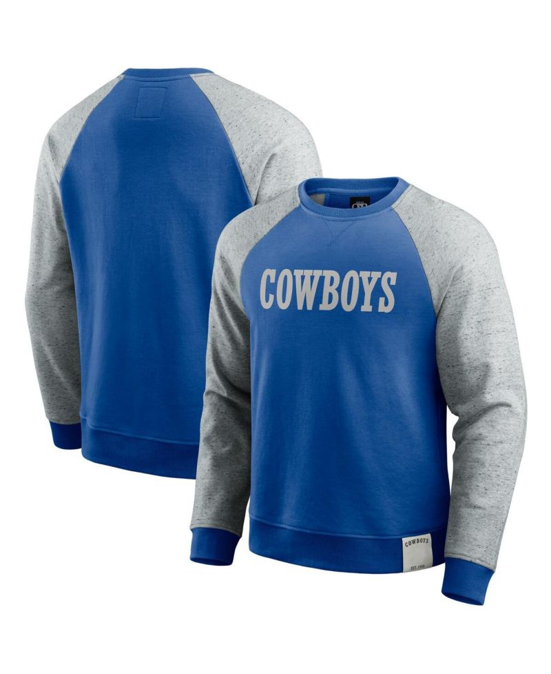 Darius Rucker Collection by Men's Blue/Gray Dallas Cowboys Throwback Color Block Raglan Pullover Sweatshirt