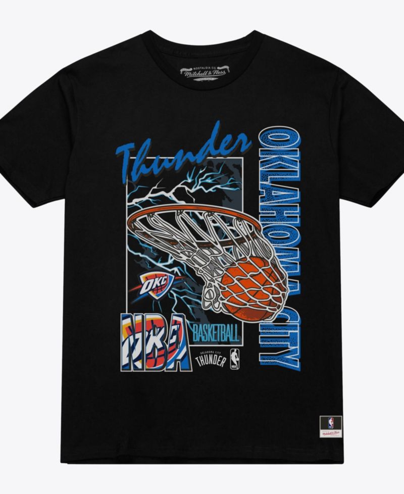 Men's Black Oklahoma City Thunder Lightning Swish T-Shirt