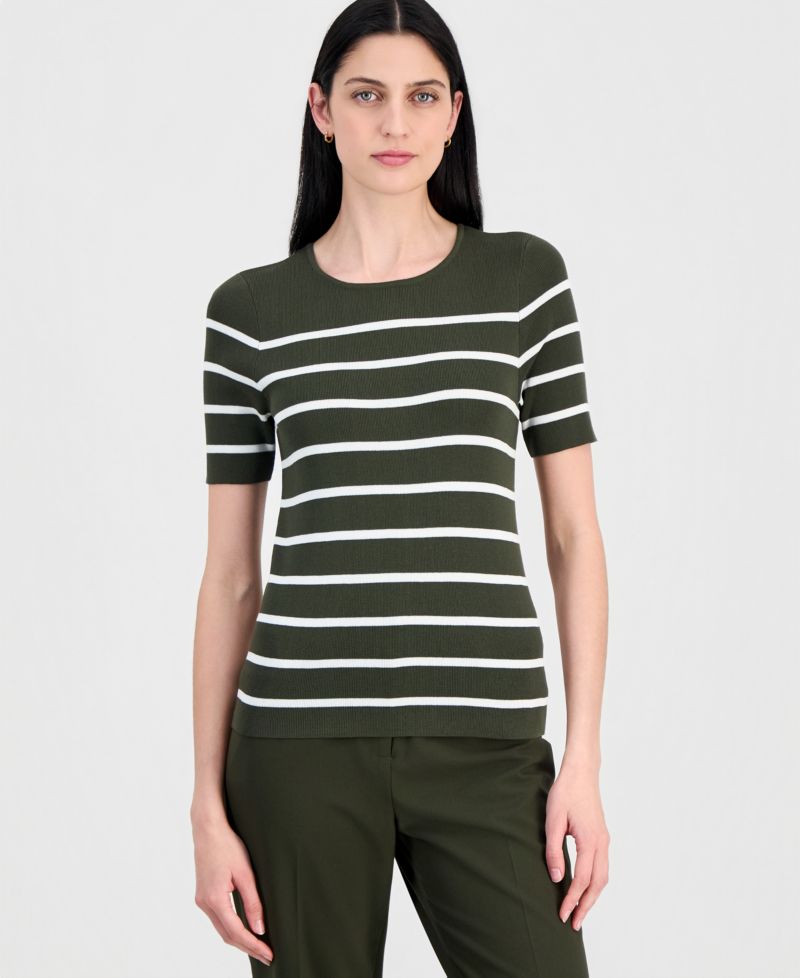 Women's Striped Short-Sleeve Sweater Tee