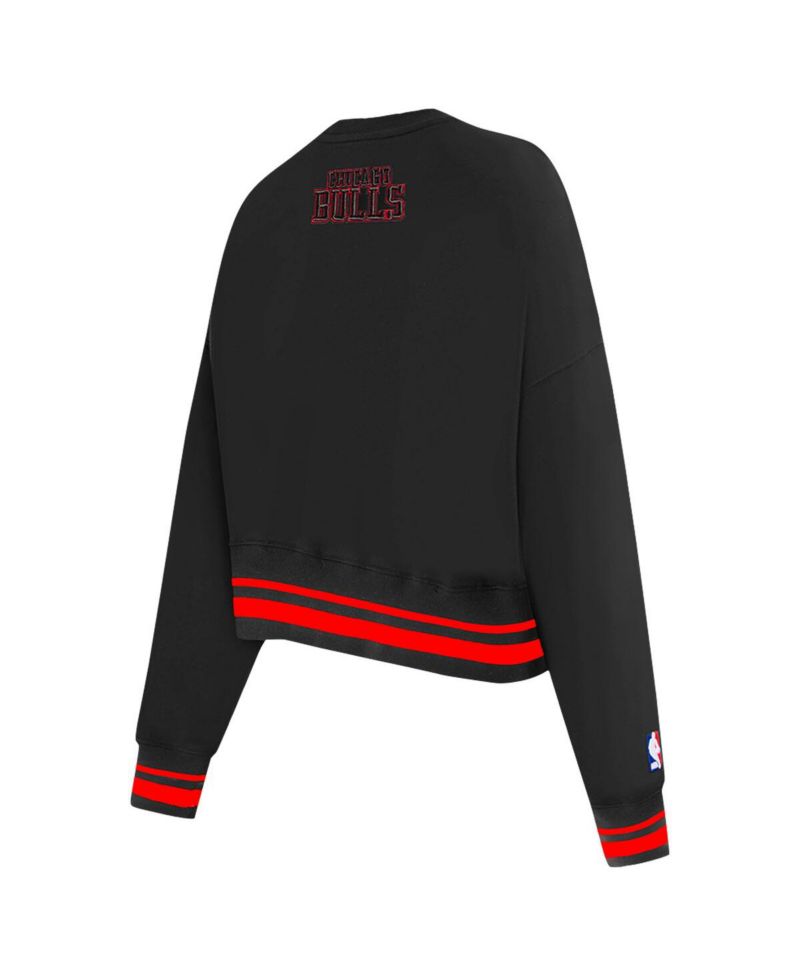 Women's Black Chicago Bulls Area Code Cropped Pullover Sweatshirt