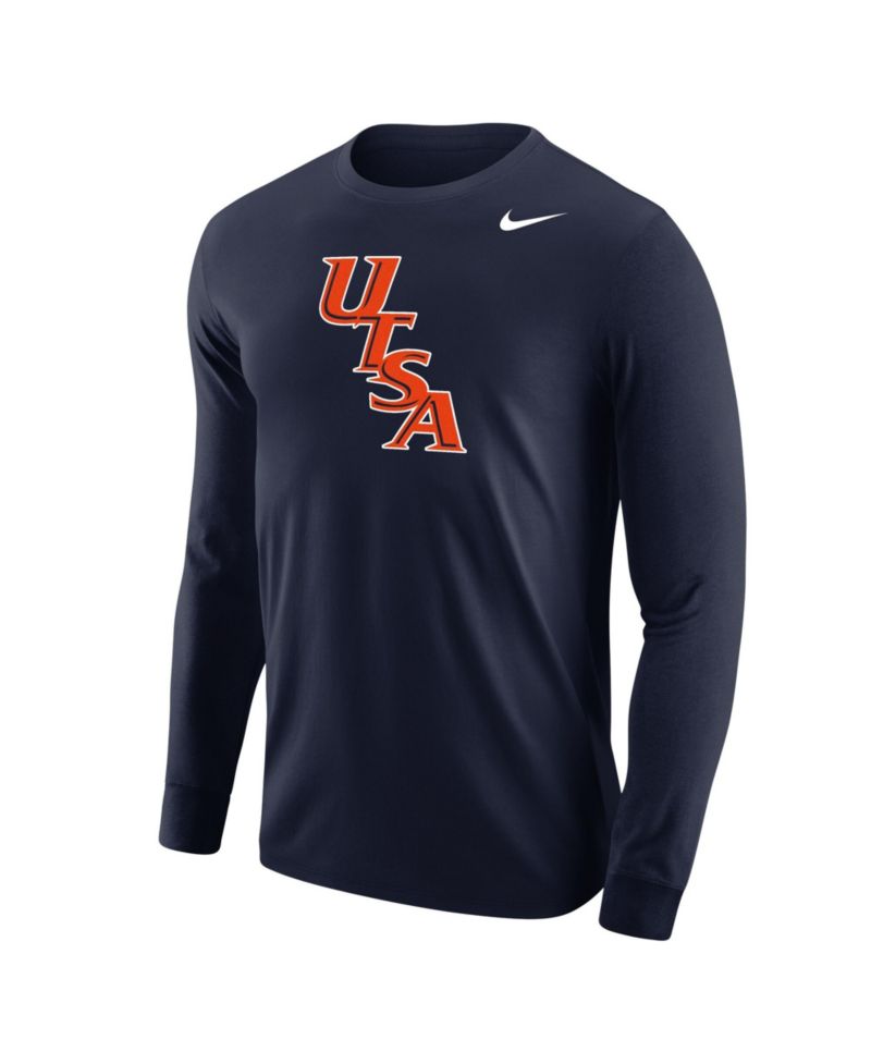 Men's Navy UTSA Roadrunners Diagonal Logo Long Sleeve T-Shirt