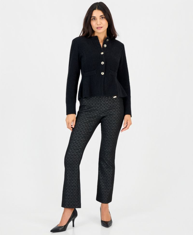 Petite Peplum Crewneck Cardigan