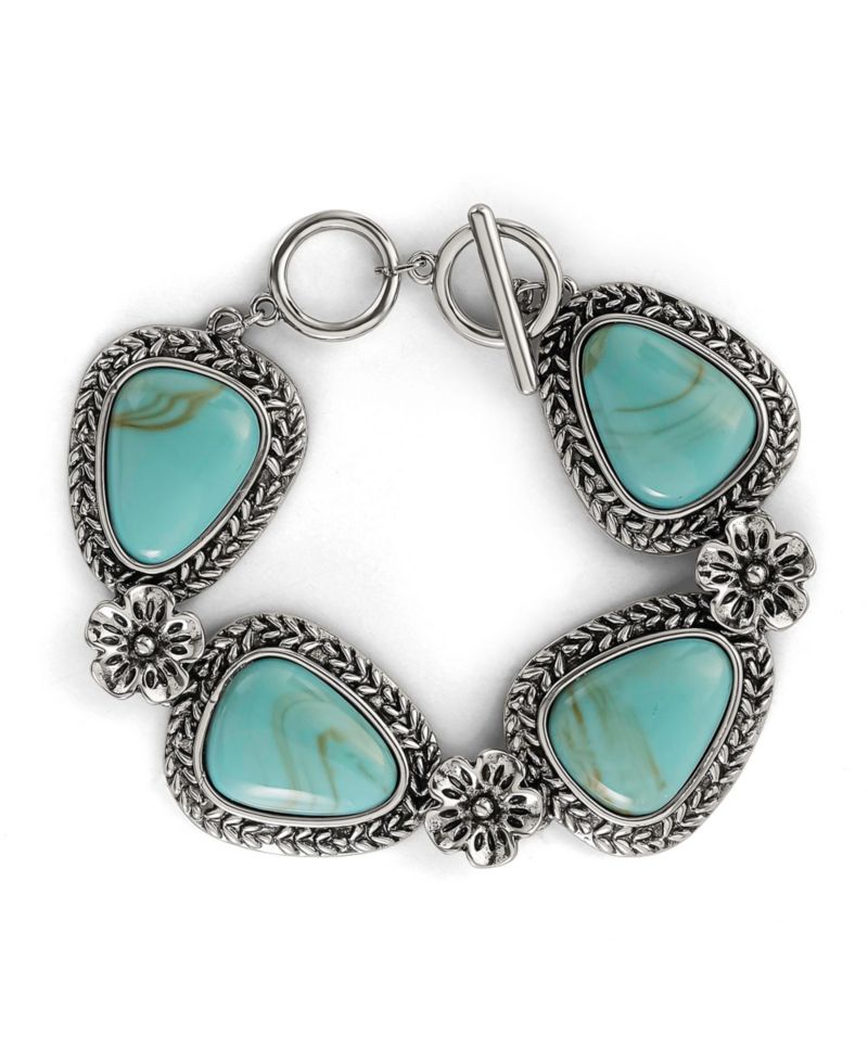 Turquoise Gemstone Flower Bracelet