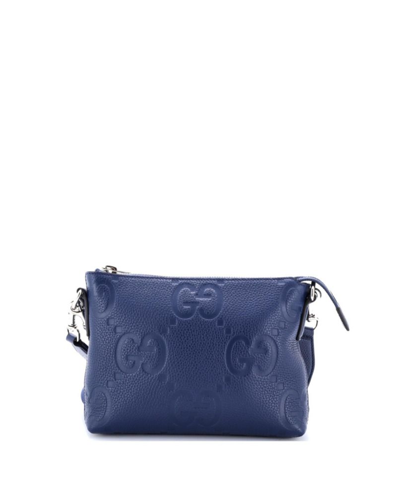 Small Zip Messenger Bag Jumbo GG Embossed Leather