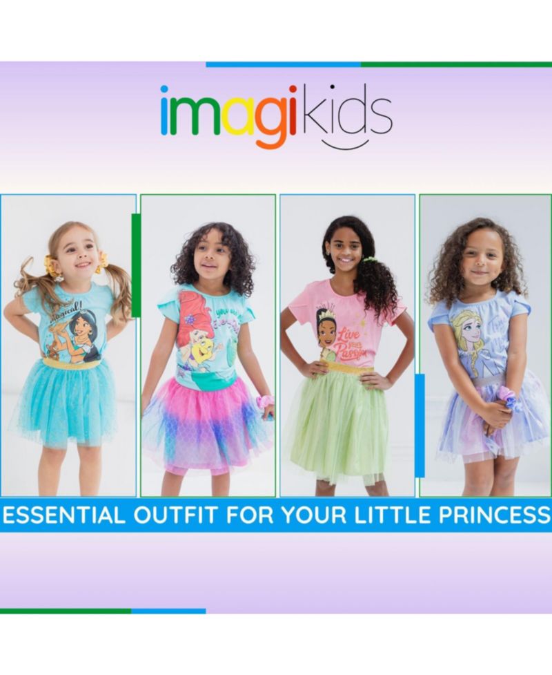 Little Girls Moana T-Shirt and Tutu Skirt Set with Scrunchie