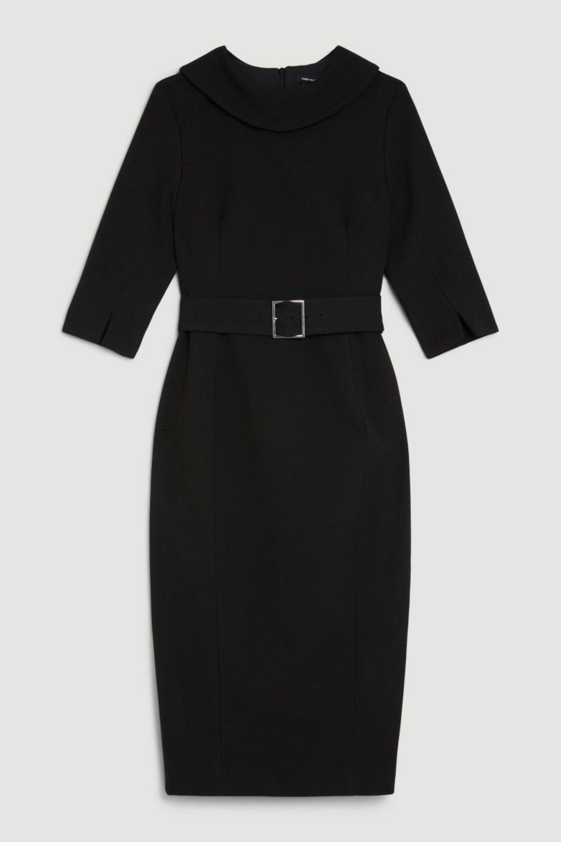 Women's Roll Neck Pencil Midi Dress