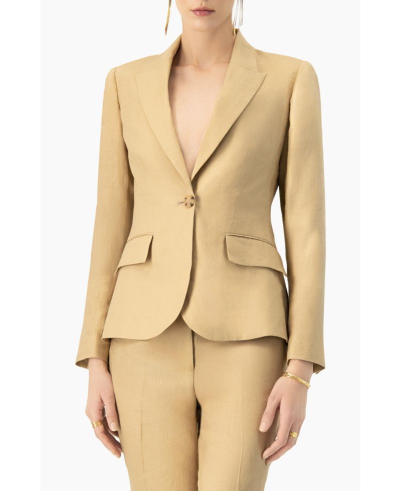 Women's Single-Button Tailored Linen Blazer