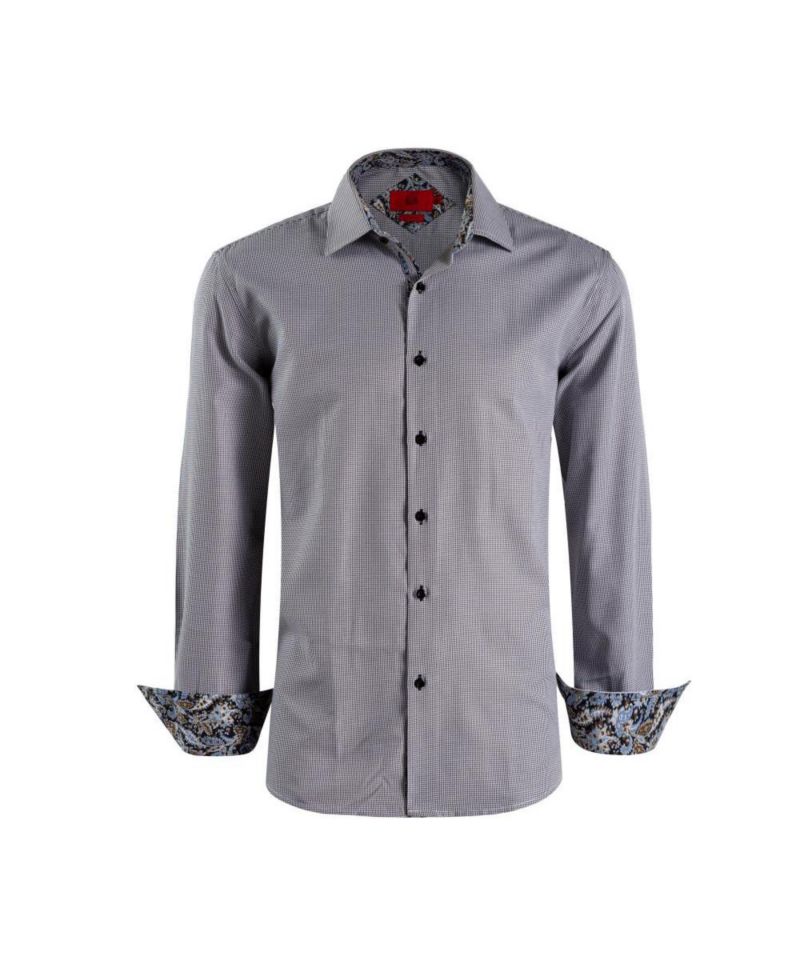 Men's Slim Fit Houndstooth Dress Shirt
