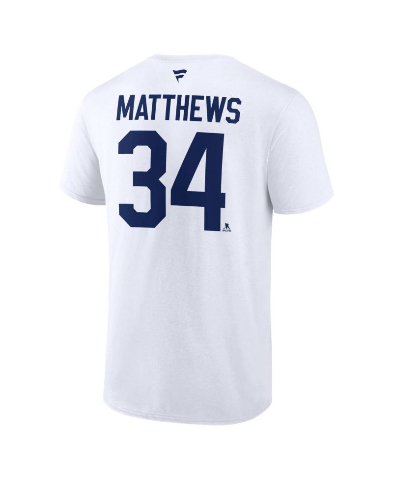 Men's Auston Matthews White Toronto Maple Leaf's Authentic Stack Name & Number T-Shirt