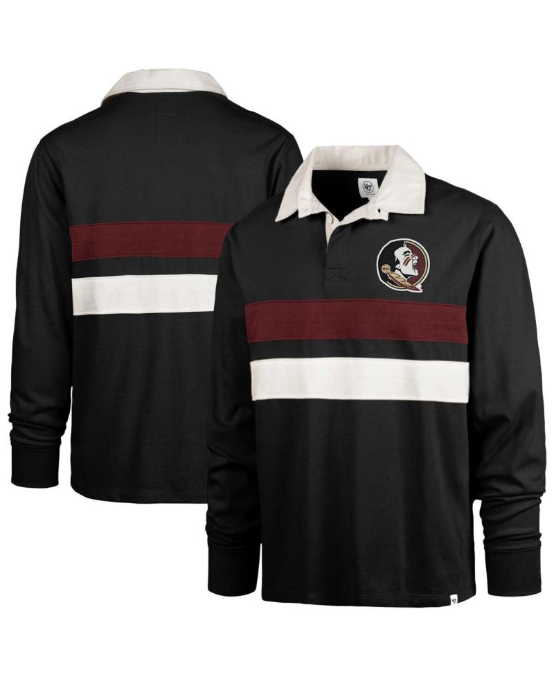 Men's Black Florida State Seminoles Clubhouse Knox Thames Long Sleeve Rugby Polo Shirt