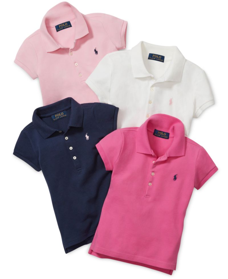 Girls 2T-6X Short-Sleeve Stretch Cotton Mesh Polo Shirt