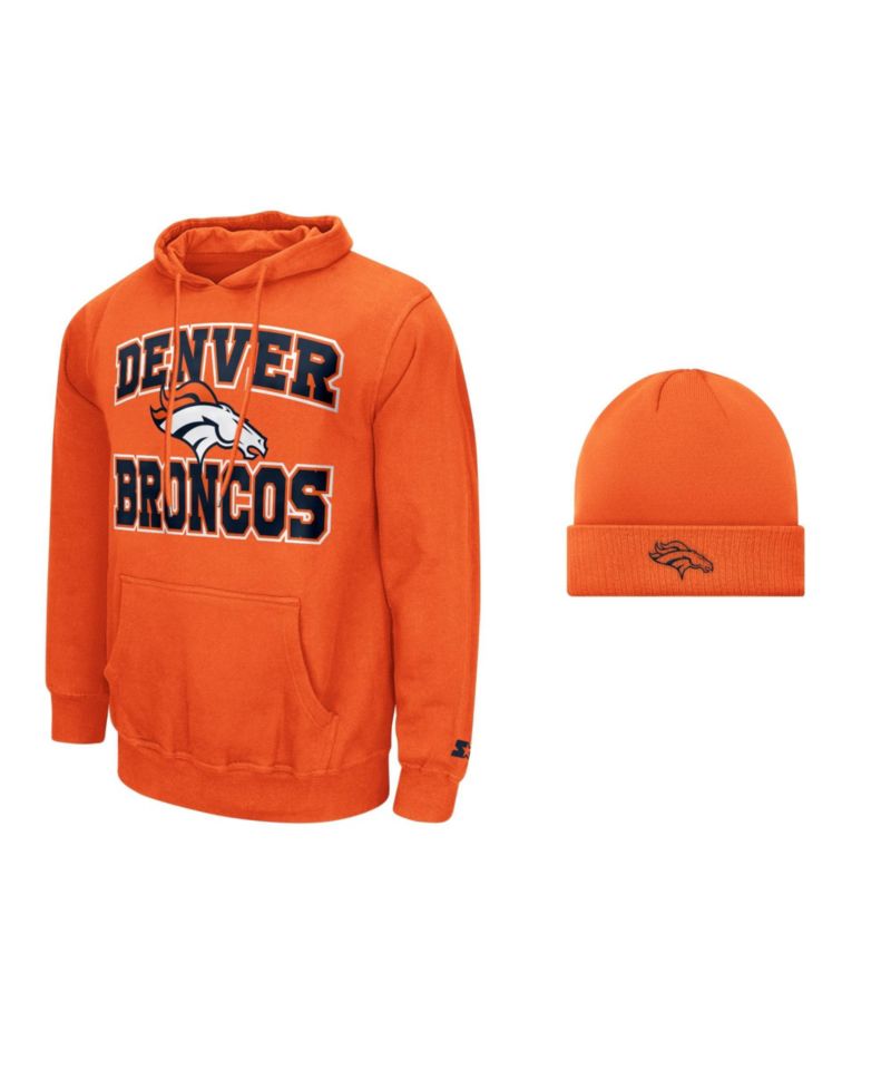 Men's Orange Denver Broncos Hoodie and Cuffed Knit Hat Combo Pack