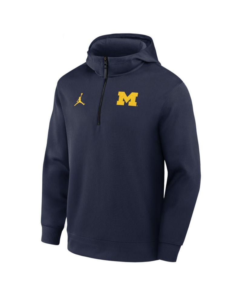 Men's Navy Michigan Wolverines Coaches Premium Dri-FIT Quarter-Zip Hoodie