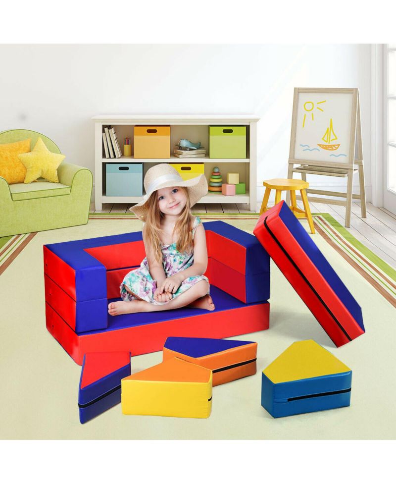 8 Pieces 4-in-1 Crawl Climb Foam Shapes Toddler Kids Playset