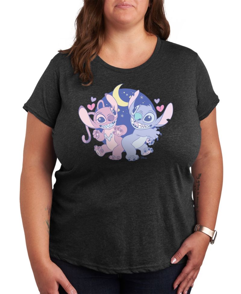 Plus Size Lilo Stitch and Angel Graphic T-Shirt