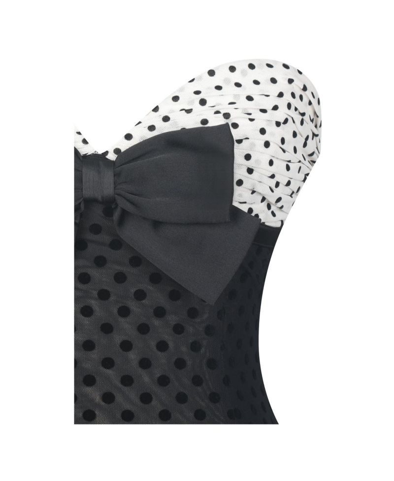 Women's Faith Black and White Polka Dot Sweetheart Maxi Dress