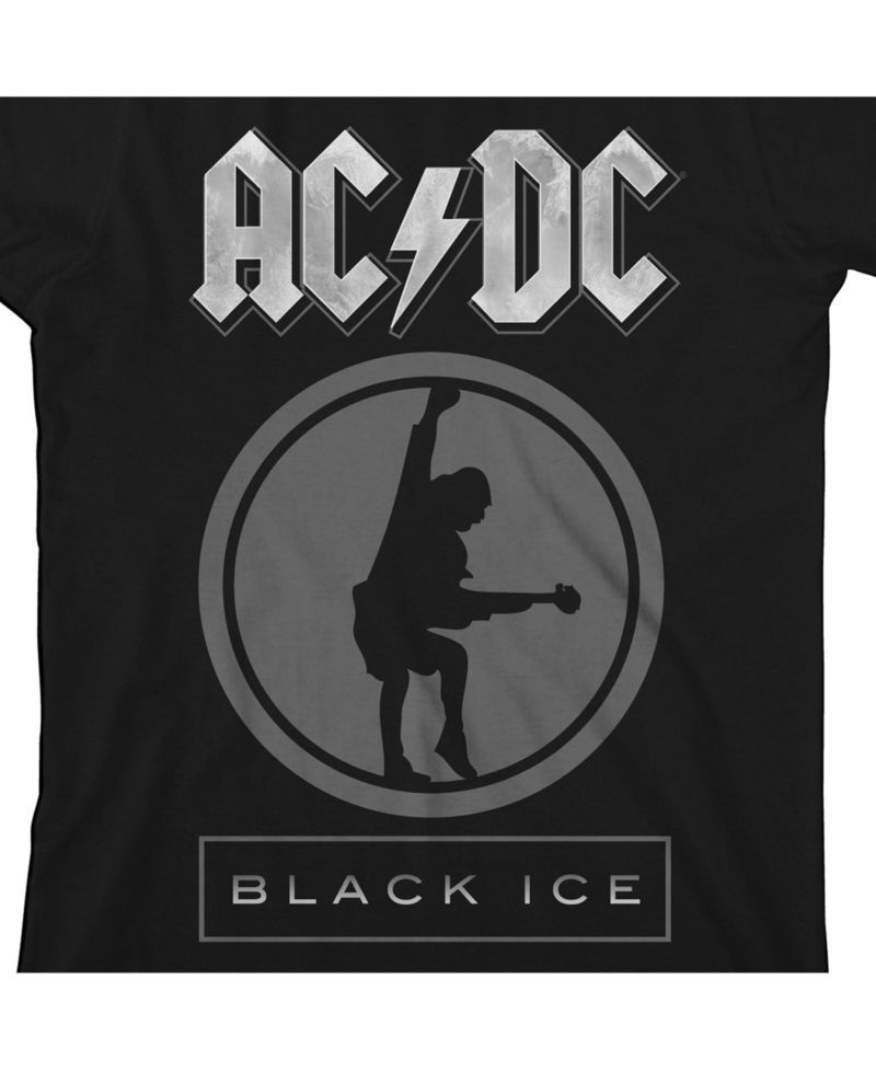 ACDC Black Ice Crew Neck Short Sleeve Boy's Black T-shirt-Small
