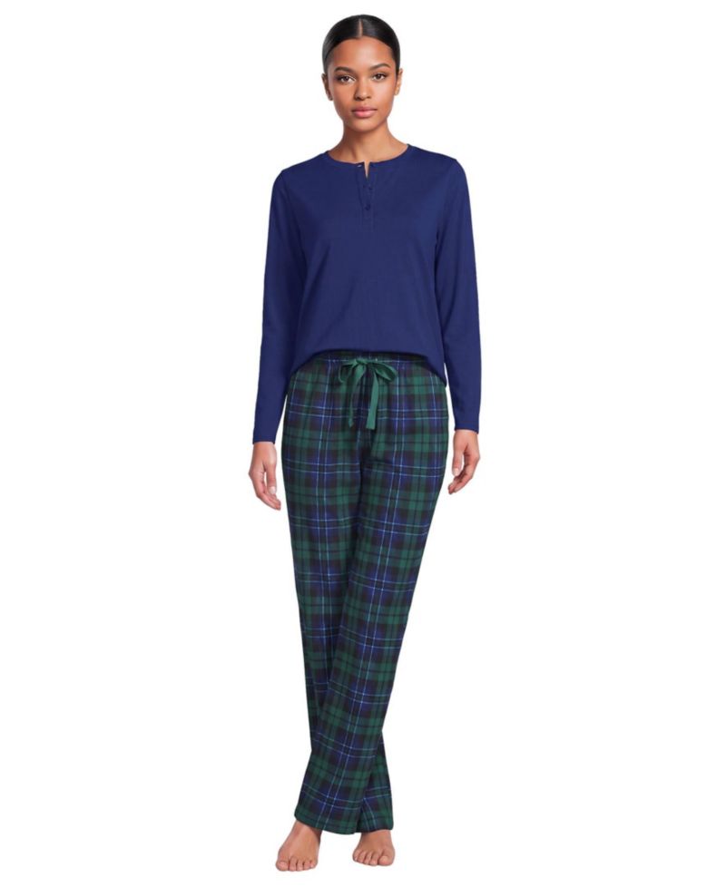 Women's Knit 2 Piece Pajama Set - Long Sleeve Top and Pants