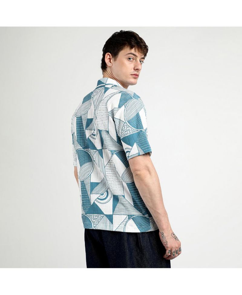 Men's Oversized Geometric Lined Shirt