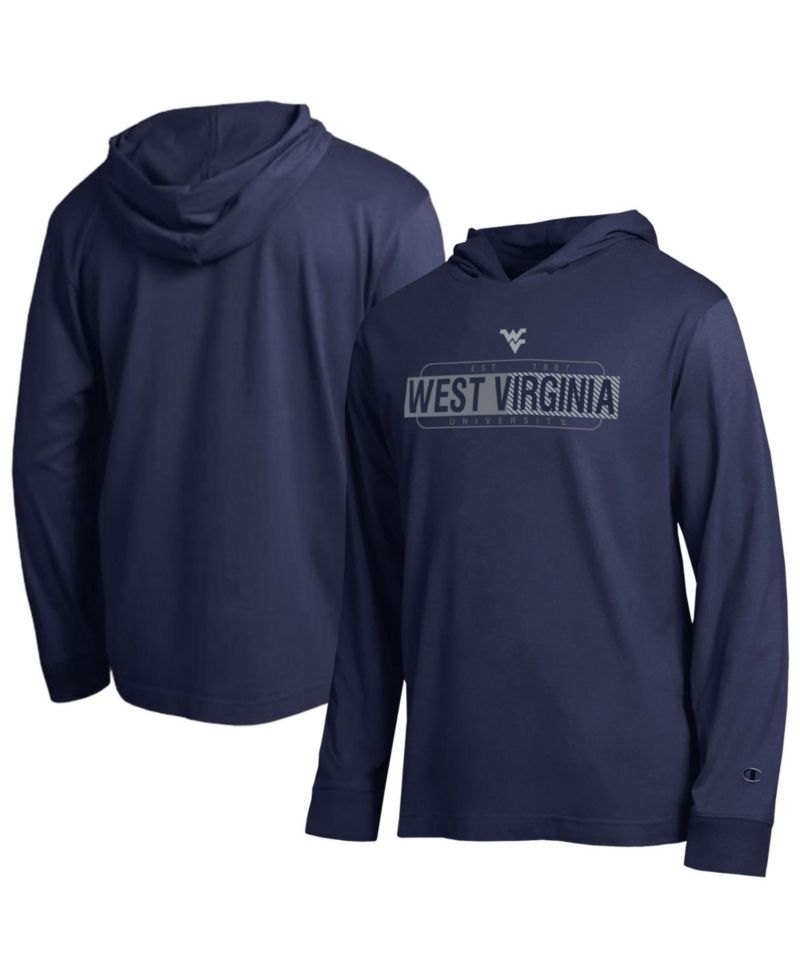 Men's Navy West Virginia Mountaineers Gradient All-Star Long Sleeve Hooded T-Shirt