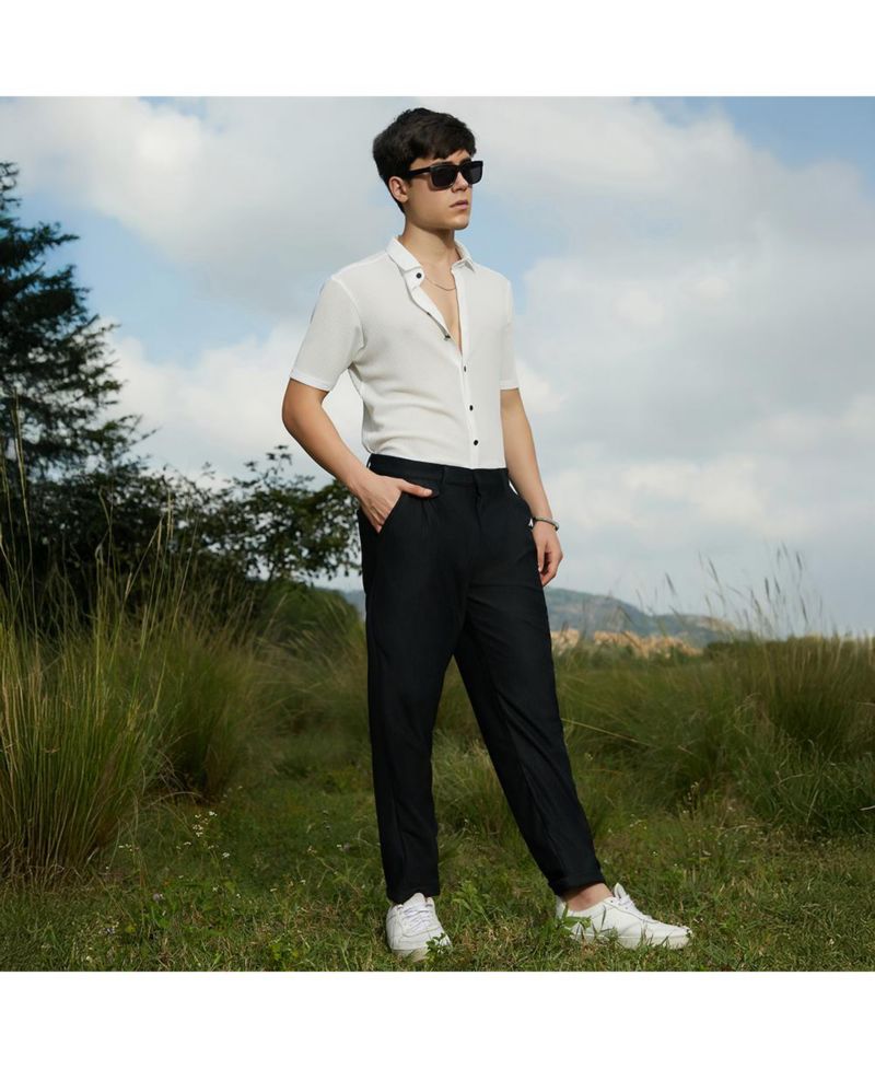 Men's Midnight Black Corduroy Tailored Trousers