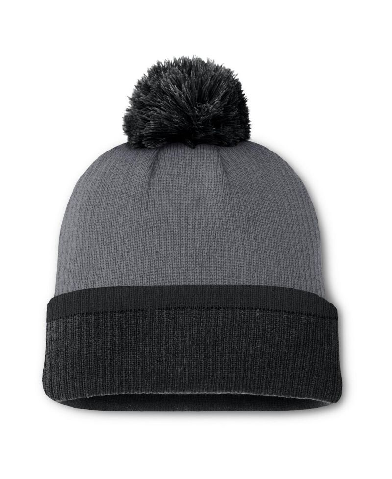 Women's Charcoal Boston Bruins Cuffed Knit Hat with Pom