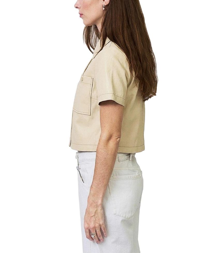 Women's Quinn Cropped Short-Sleeve Point Collar Jacket