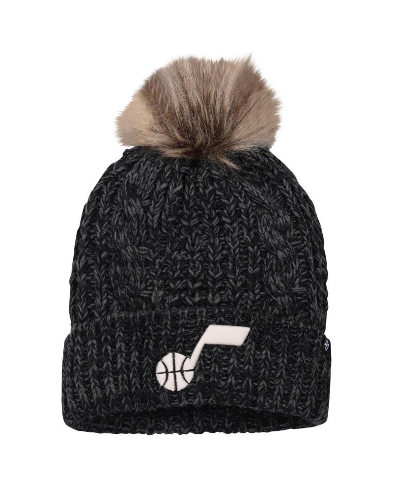 Women's Black Utah Jazz Meeko Cuffed Knit Hat with Pom
