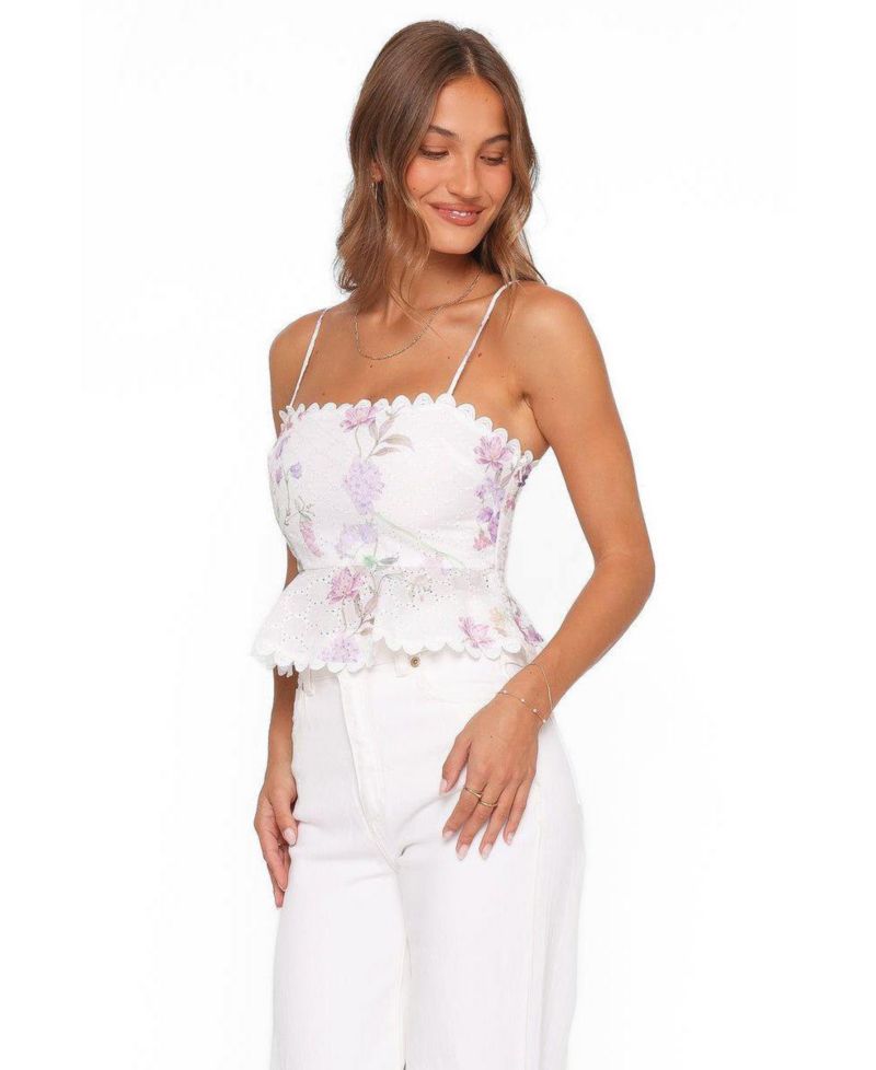 Women's Adams Floral-Print Square Neck Peplum Top