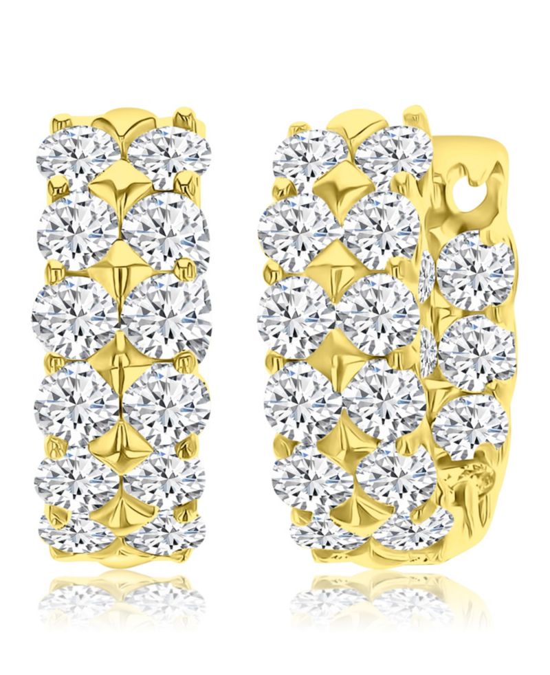 14k Gold-Plated Two Row Huggie Earrings
