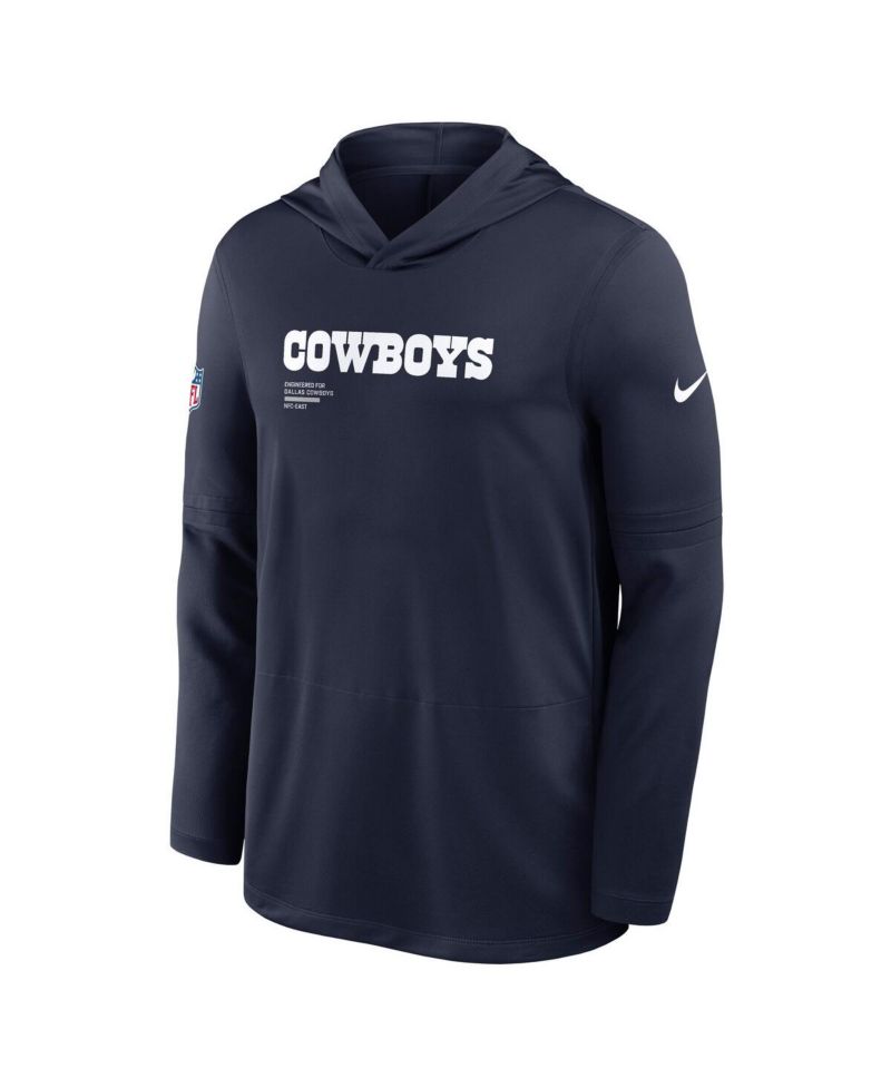 Men's Navy Dallas Cowboys Pure Fury Performance Long Sleeve Hooded T-Shirt