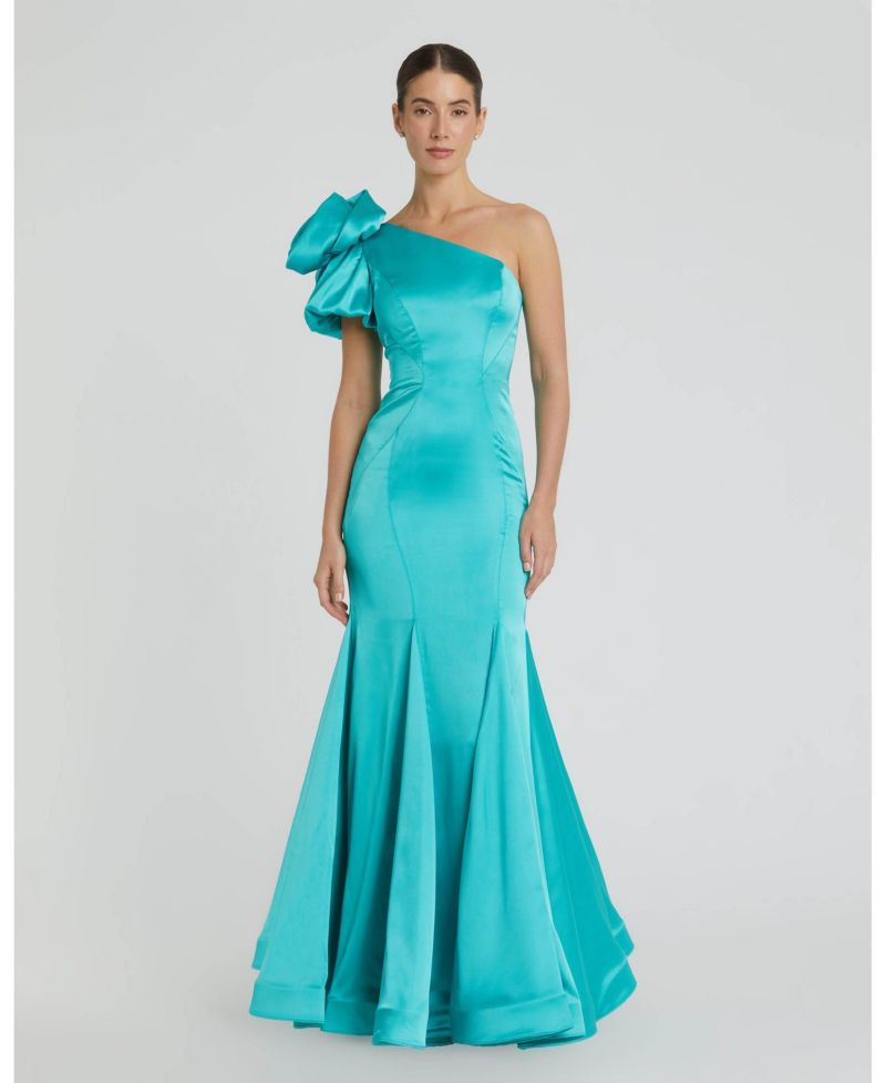 Women's Off the Shoulder Bustier Satin Mermaid Gown