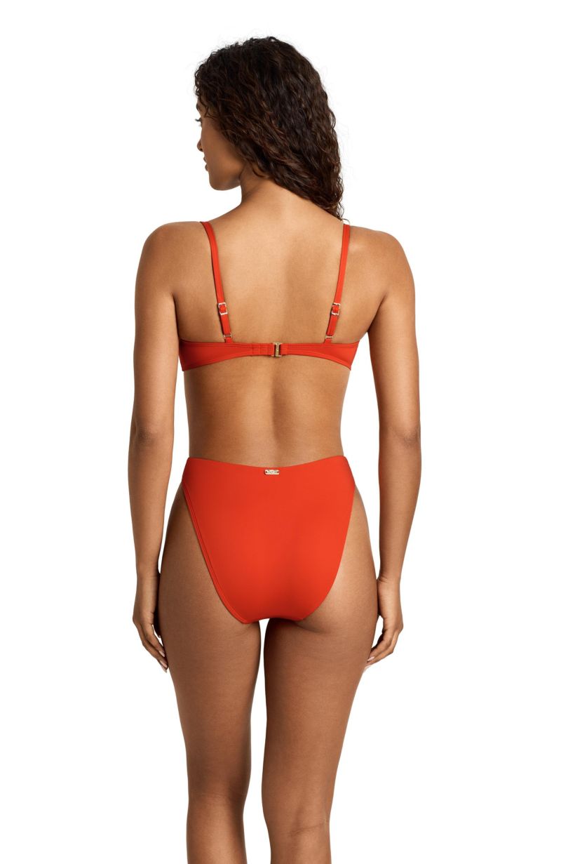 Women's Sunburst Orange Notch Underwire Bralette Swimsuit Top