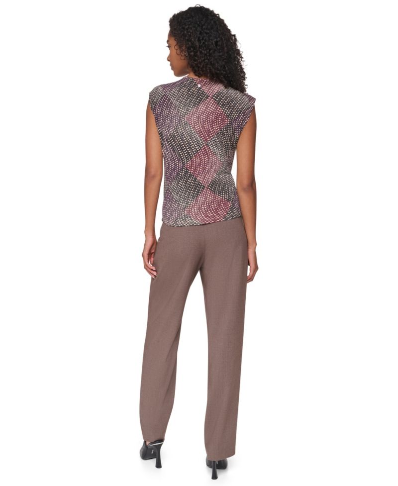 Women's Mock-Neck Sleeveless Knot-Front Blouse