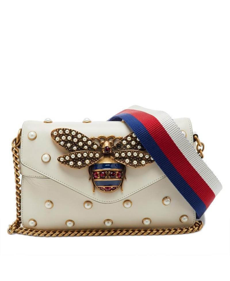Women's Broadway Pearly Bee Mini Leather Shoulder Bag