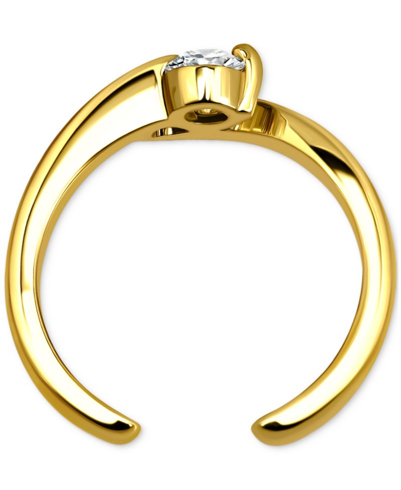 Cubic Zirconia Bypass Adjustable Toe Ring in Sterling Silver (also in 18k Gold-Plated Sterling Silver)