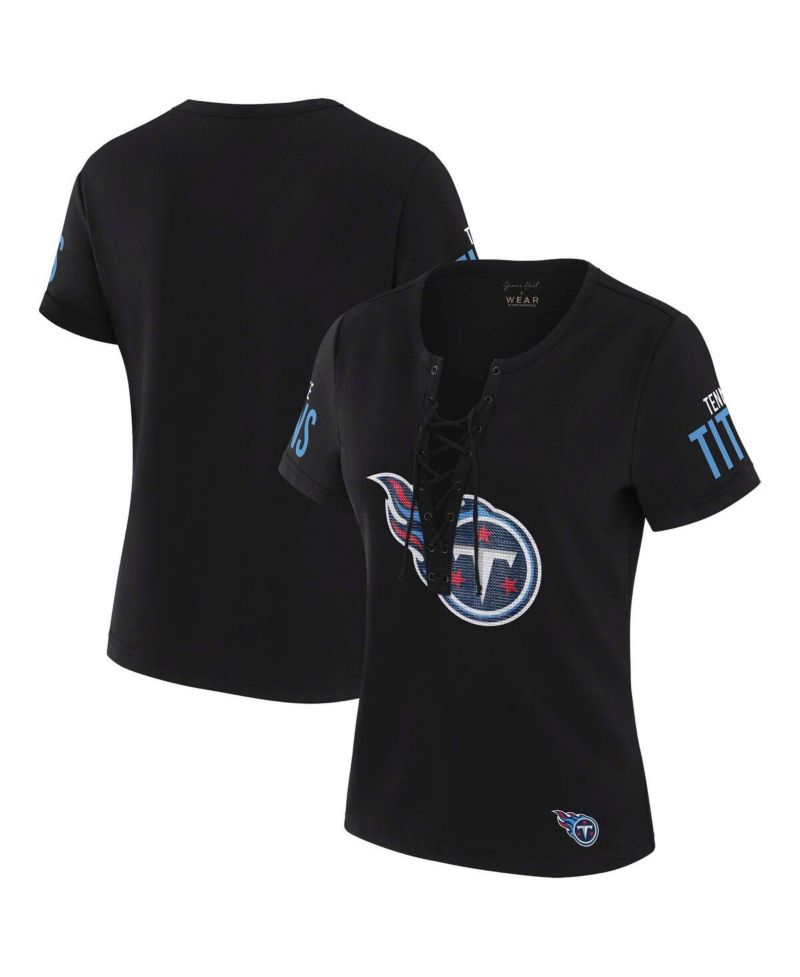 Women's x Gracie Hunt Black Tennessee Titans Draft Me Lace-Up T-Shirt