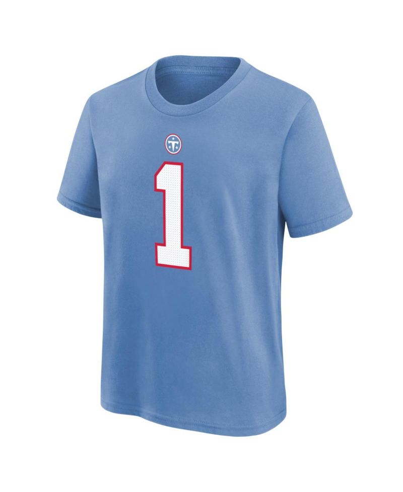 Big Boys and Girls Cameron Ward Light Blue Tennessee Titans Name & Number T-Shirt
