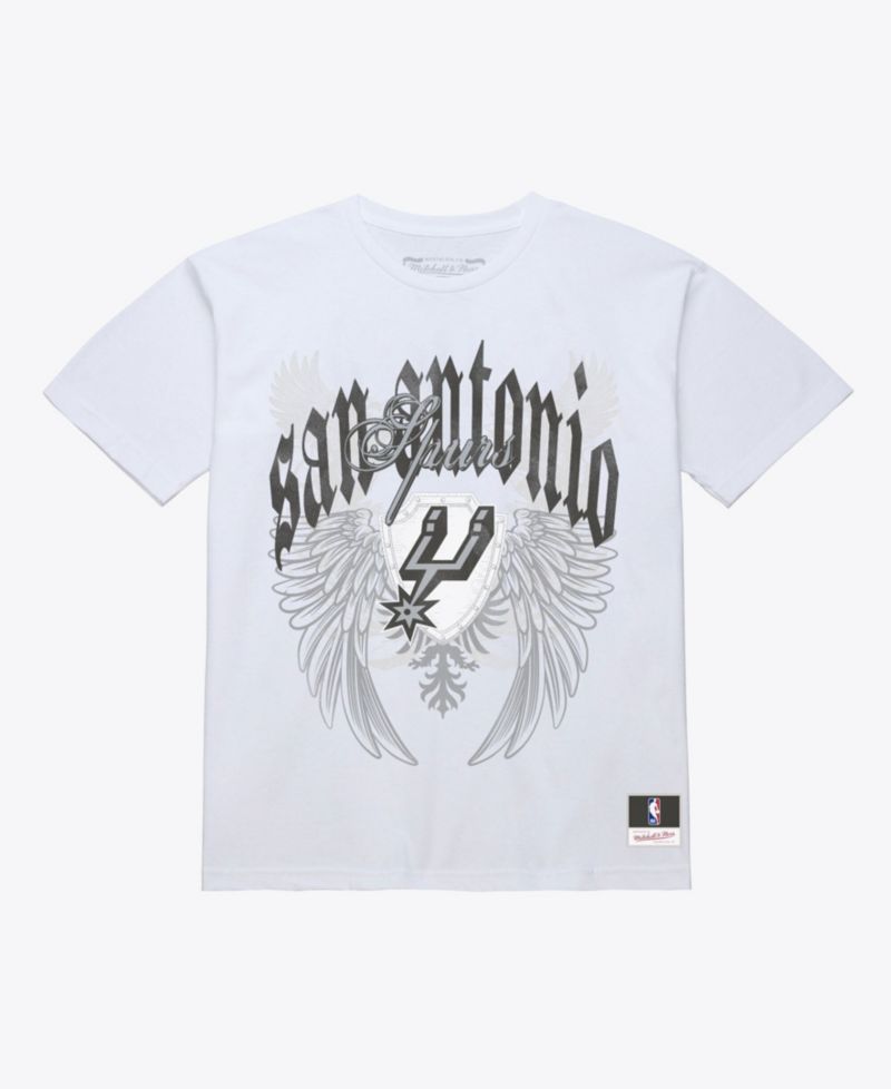 Men's Mitchell Ness White San Antonio Spurs Old English Classic T-Shirt
