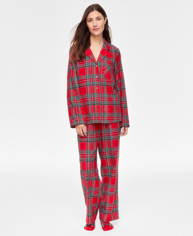 Women's Brinkley Plaid Notch Collar Matching Family Pajamas Set