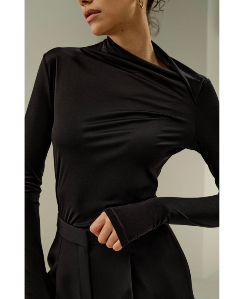 Women's Silk Jersey Slim Fitted Long Sleeve Top