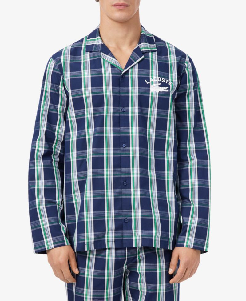 Men's Flannel V-Neck Pajama, 2-Piece Set