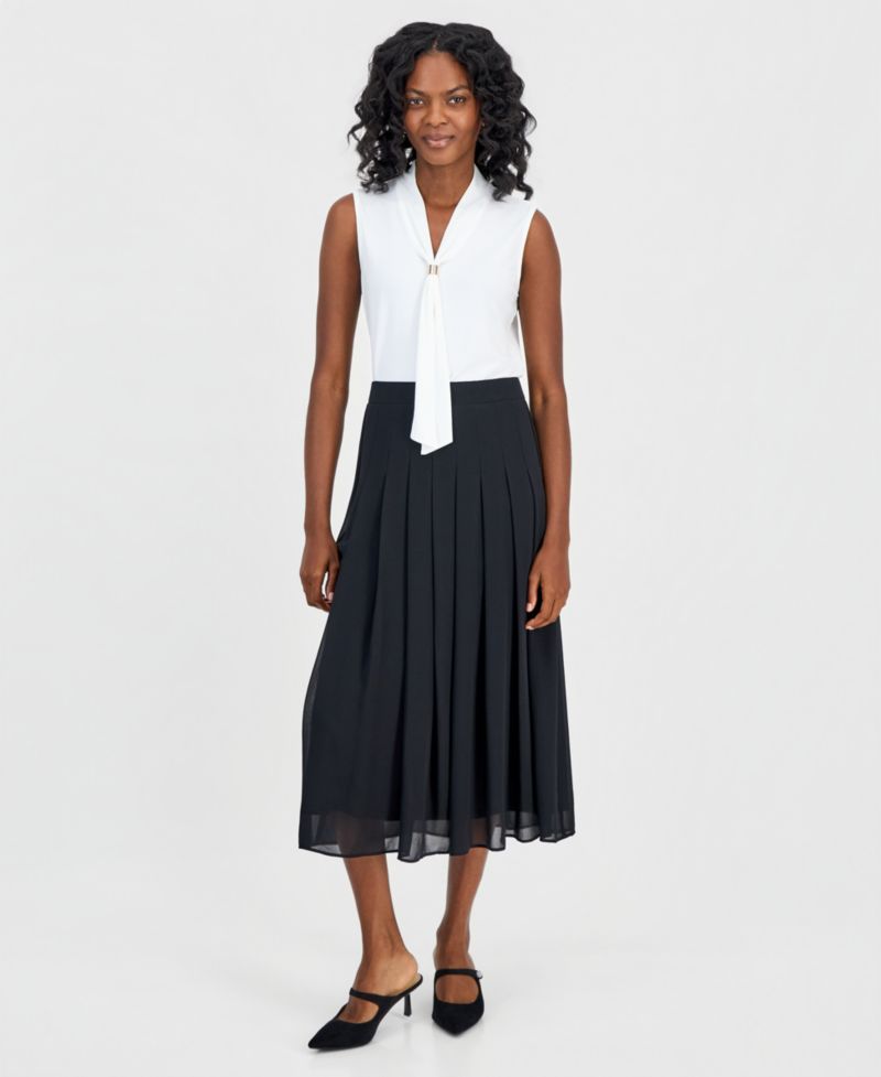 Women's Pull-On Pleat-Front Midi Skirt