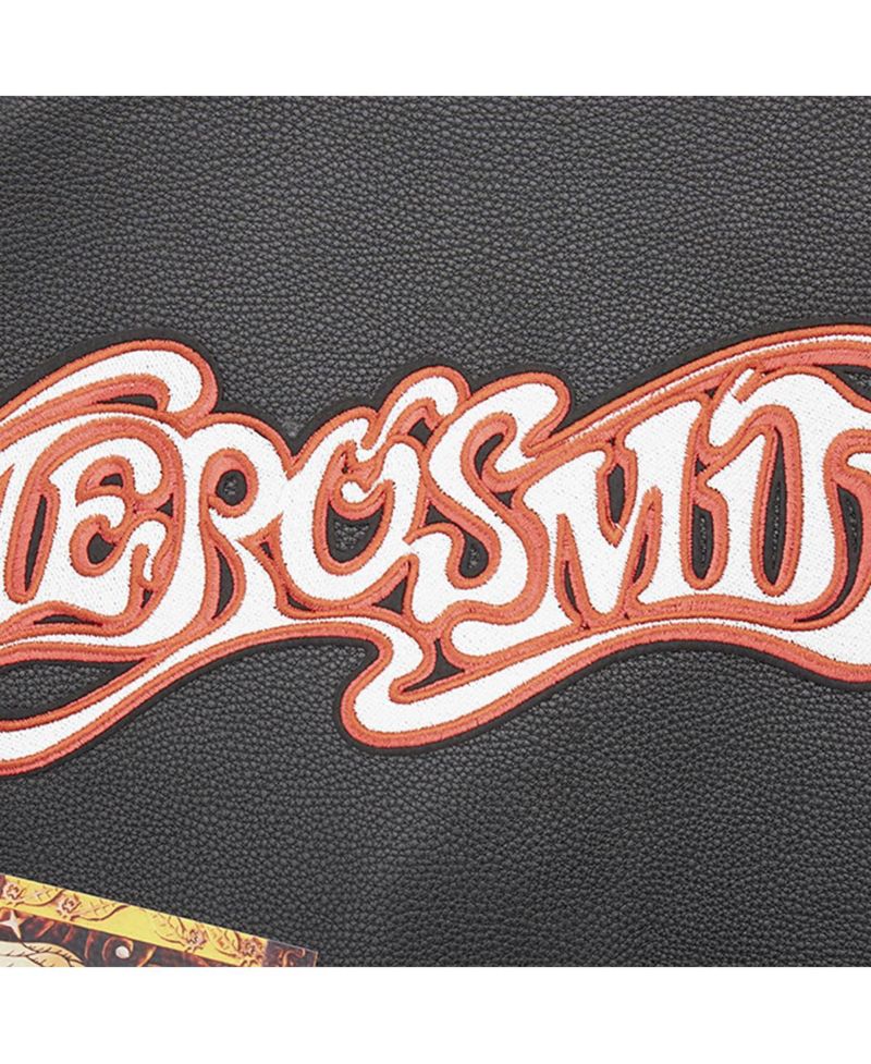 Men's Black Aerosmith Big Ones Graphic Biker Full-Zip Jacket