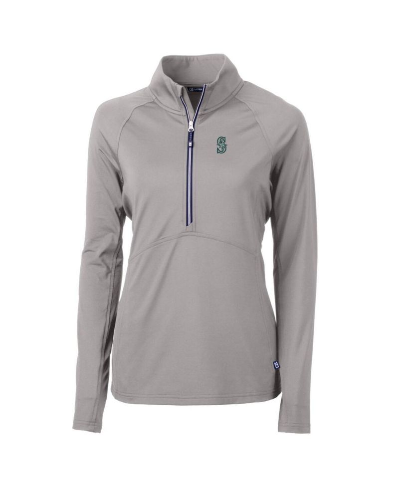 Women's Gray Seattle Mariners Adapt Eco Knit Stretch Half-Zip Pullover Top